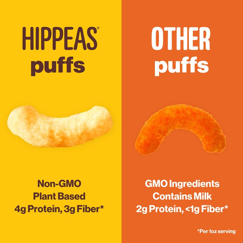 Hippeas Chickpea Puffs, Groovy White Cheddar, 1.5 Ounce (Pack of