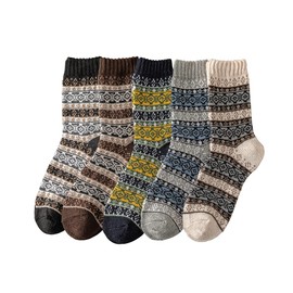 TAXCAIX 5 Pack Winter Socks For Women Knitted Socks Thick Warm Soft ouple Socks Free Size 6-11, 11, Medium