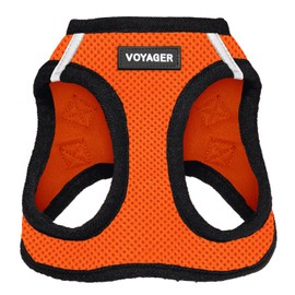 Voyager Step-in Air Dog Harness - All Weather Mesh, Reflective, No Pull Harness for Small, Medium Dogs, Cats - Secure with Hook & Loop Fastener, Buckle, Double D-Rings - Orange/Black Trim, XL