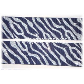 Unbranded 2 1/4 NAVY SILVER TWINKLE GLITTER ZEBRA GROSGRAIN RIBBON 4 HAIRBOW BOW CHEER