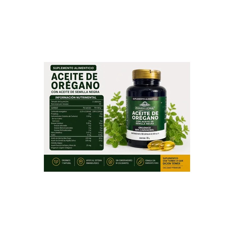 Suplemento Alimenticio De Aceite De Oregano 60 Caps