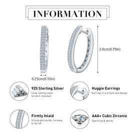 MICYUMI Women's 925 Sterling Silver Oval Shape Hoop Earrings Cubic Zirconia Earrings,Silver