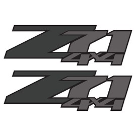 GOLD HOOK Replacement Decals Compatible with Chevy Silverado Z71 4x4 Off Road Truck Bed Stickers - Heavy Duty Automotive Vinyl Graphics - Set of 2 (Premium Series (Metallic Finish) - Charcoal