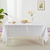 HommxJF Wave Scroll Damask Jacquard Rectangle White Tablecloth 60"x102"，Wipeable Table