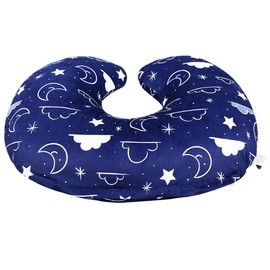 IBraFashion Minky Nursing Pillow Cover Nursing Pillow Slipcover Soft Fits Snug On Infant Nursing Pillows for Breastfeeding Moms (Navy Blue, Stars and Clouds) Cover Only