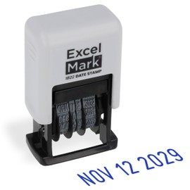 ExcelMark 1822 Date Stamp – Perfect for Shipping, Receiving, Expiration and Due Dates (Blue Ink, Gray Mount)