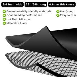 Melamine Edge Banding 3/4 inch x 50ft, Iron on with Hot Melt Adhesive, Pre-glued Flexible Black Veneer Edging for Plywood