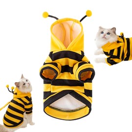 Cat Bee Costume Cat Outfits Halloween Cat Costume Pet Bee Costume Hooded for Small Dogs and Cats