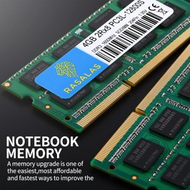 Rasalas 8GB Kit (2x4GB) PC3-12800 DDR3L 1600MHz SODIMM, 4GB DDR3 1600 2Rx8 PC3L-12800S 1.35V 204-Pin CL11 Dual Rank Laptop RAM Memory