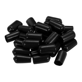 sourcing map 28Pcs Rubber End Caps, 10.5mm(7/16") ID Round Screw Thread Protectors Flexible Screw Bolt Covers Caps for Metal Tube Rod Bolt, Black