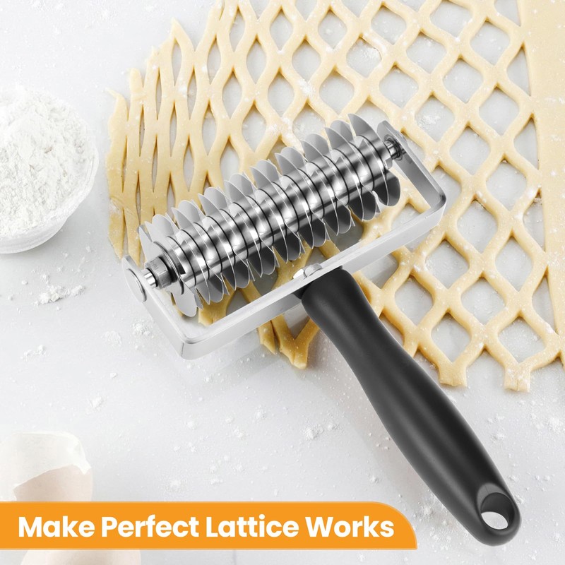 Ecavria Pastry Lattice Roller Cutter, Premium Stainless Steel Lattice Dough