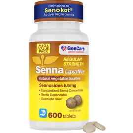 GenCare Senna Laxative 600 Tablets Senna 8.6mg Tablets with Natural Sennosides | Laxatives for Constipation, Bloating, Gas & Irregularity Relief. Safe & Effective | Generic for Senokot