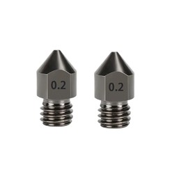 SIUTEC® Premium MK8 Hardened Steel/Hardened Steel, Nozzle/Nozzle, 0.2 mm, Pack of 2, Compatible with Ender, CR6, CR10S, X5SA, A8, for 1.75 mm Filament