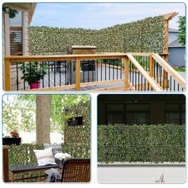 TANG Artificial Leaf Faux Expandable Stretchable Privacy Fence Screen for Patio Deck Backyard Balcony Privacy Screen FICUS Leaves Single Side 4pcs Leaf Vine Wall Fence Decoration