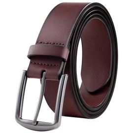 KM Legend Mens Leather Dress Belt for Work Business and Casual, Boston Dark Brown, 34 US