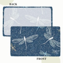 YBAOFU Rectangle Tablecloth Waterproof Elastic Fitted Table Covers, Tablecloths for 4 Foot (2.5 X 4 Ft) Tables, Outdoor Patio Garden Farmhouse Table Cover - Blue Dragonfly