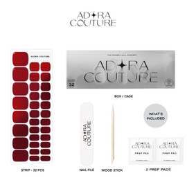 Adora Couture Adora Couture Semi Cured Gel Nail Strips - 32 pcs Gel Pedicure Stickers, Easy to Apply & Remove Toenail Stickers, Salon Quality at Home & Long Lasting - UV Nail Lamp Required - Red Wine P
