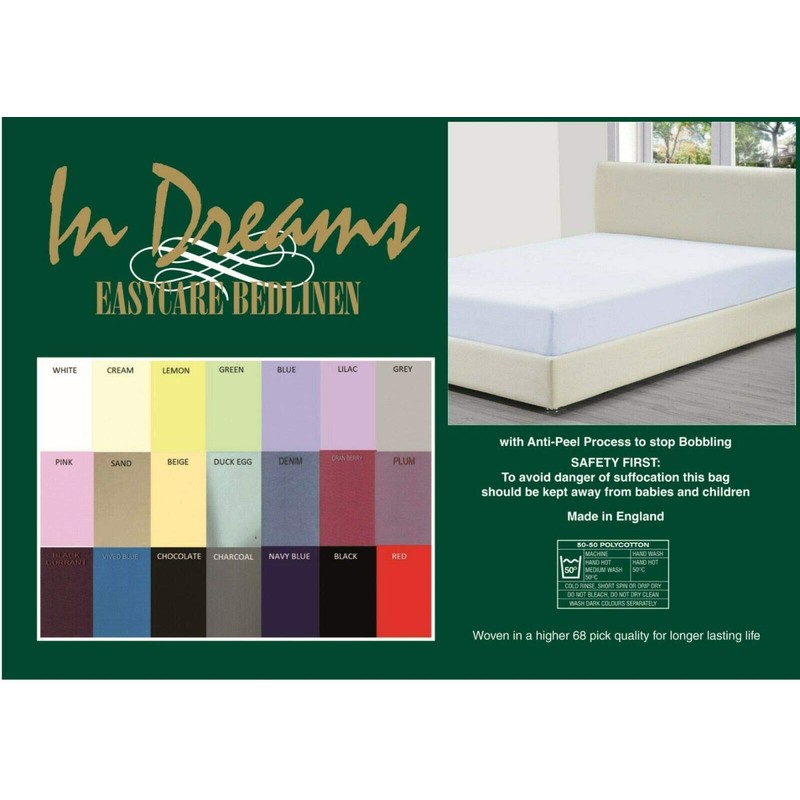 Shorty Single Bed Fitted Sheet 75cm x 175cm 200 t/c