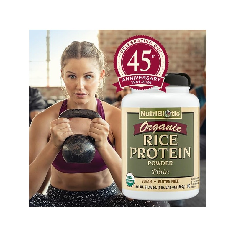 NutriBiotic, Organic Rice Protein, Plain, 1 lb 5 oz (600