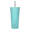 Corkcicle Cold Cup Insulated Tumbler with Straw - Keeps Drinks Cold for 12 Hours - Triple-Insulated Stainless Steel - Leak-Resistant Lid - Summer Drinkware Gift - 24 oz - Turquoise