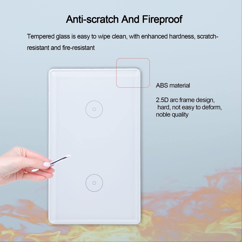 Zigbee Smart Touch Wall Light Switch, Glass Panel Wireless Remote