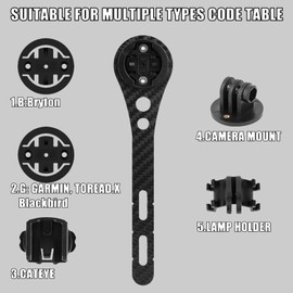 Carbon Fibre Bicycle Handlebar 17 g, GPS Bicycle Computer Mount Made of Carbon Fibre, Bicycle Mount Out Front, for Toread.X, Garmin, Bryton, Blackbird, Cateye, Mounts for Action Cameras and Light
