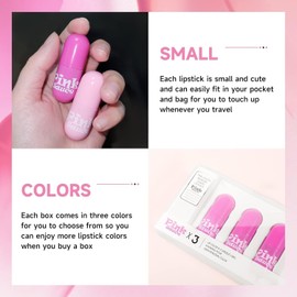 Juego de 3 pintalabios rosa con efecto espejo, resistente al agua, con pigmentos de alta calidad y sin manchas, líquido nude, brillo labial suave y rojo