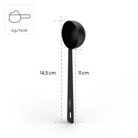 Xavax Coffee Spoon Stainless Steel (Coffee Measuring Spoon Long 14.5 cm, Dosing Spoon for 6 g or 15 ml Coffee, Matcha, Tea, Cocoa, Baking Ingredients, Easy Dosage, Coffee Measuring Spoon for Hanging) Black