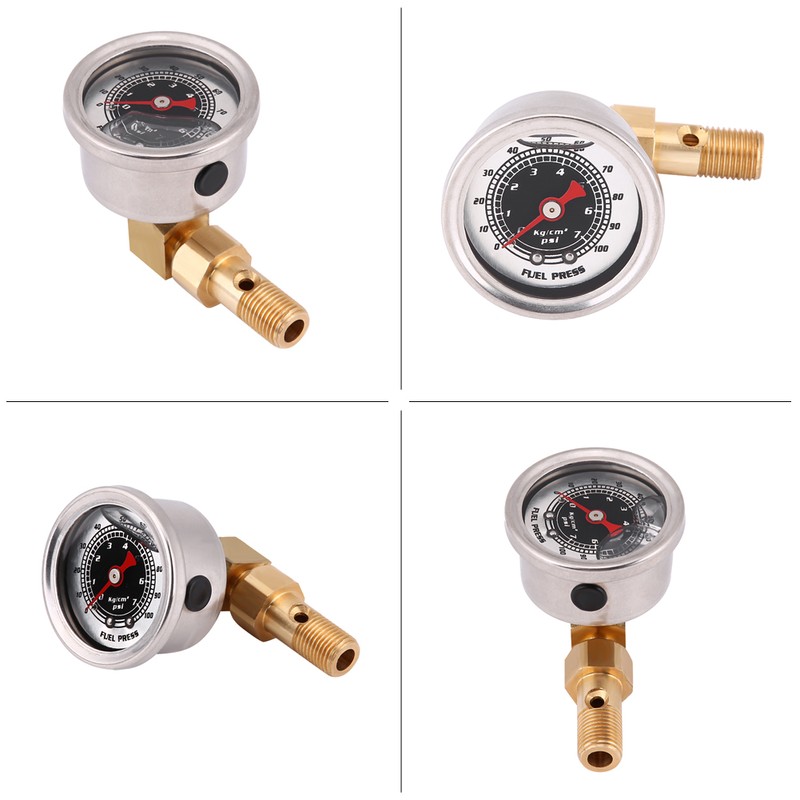 Universal Fuel Pressure Liquid Filled Regulator Gauge Adapter Kit 0-100PSI