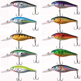 Fishing Lures with Two Treble Hooks Hard Minnow Trout Walleye 3D Fishing Eyes Life-Like Swimbait Bass Crankbait Saltwater Fishing
