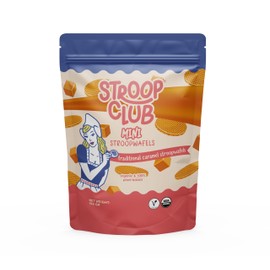 Stroop Club Traditional Organic Mini Stroopwafel Caramel Treats | Vegan, Plant-Based and Dutch-Approved Indulgence - Vegan Waffle cookies (pouch 150gr)