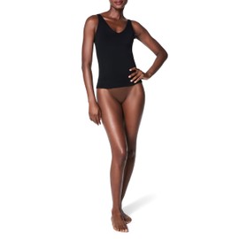 SPANX Seamless Power Tank - Tank Top Shapewear for Women - Adjustable Straps - V Neck - Soft, Seamless Tank Top - Very Black - Medium