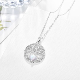 Dreamboat Tree of Life Opal Necklace Sterling Silver Tree Pendant for Women