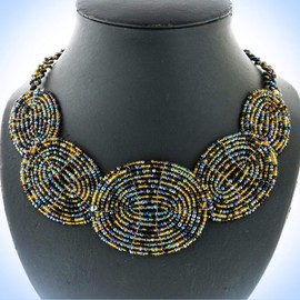 24" Necklace Handbeaded Link Peacock Black Gold Beaded Pendant Unique Chic Crystal Rhinestone Elegant Jewelry Necklace For Women