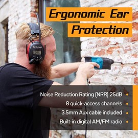 Nordstrand Ear Defenders Protection Muffs Headphones - AM/FM Radio - Phone Stereo Jack - NRR 25dB