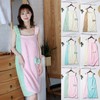 Women's shower gown, pastel tones, pretty, luxurious bathing Ribbon point pink-white 2ea
