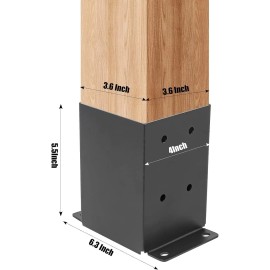 Unbranded 4×4 Post Base 4 Pcs Post Brackets Heavy Duty Black Metal Thick Steel Post Anchor