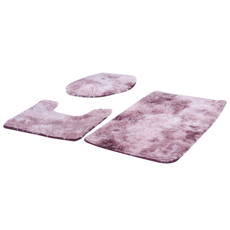 3Pcs Bathroom Rug Set Soft Non Slip Toilet Lid Cover