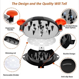 Chicken Shredder Tool Twist Pro - Large Meat Shredder for Chicken Breast, Pulled Pork, Beef with Upgraded Stainless Steel Spikes Wall Mounted Design BPA-Free Kitchen Essentials Gadgets (Orange/Black)