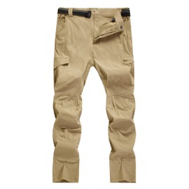 WENRONSTA Men's Hiking Work Cargo Pants Quick-Dry Lightweight Waterproof 6 Pockets Outdoor Mountain Fishing Camping Pants Khaki M