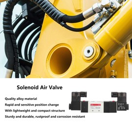 4V230C-08 DC 12 / 24V Double Coil Pneumatic Solenoid Valve, 3 Position 5 Way Alloy Solenoid Air Valve Control Valve, for Electrically Driven Pneumatic Power Control(DC12V)