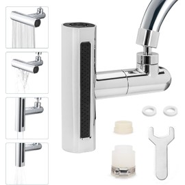 Cabezal de grifo de cocina 4 en 1 de 360° de cascada con 2 adaptadores y llave, extensor de cocina a prueba de salpicaduras, accesorio de aireador giratorio para fregadero boquilla de pulverización