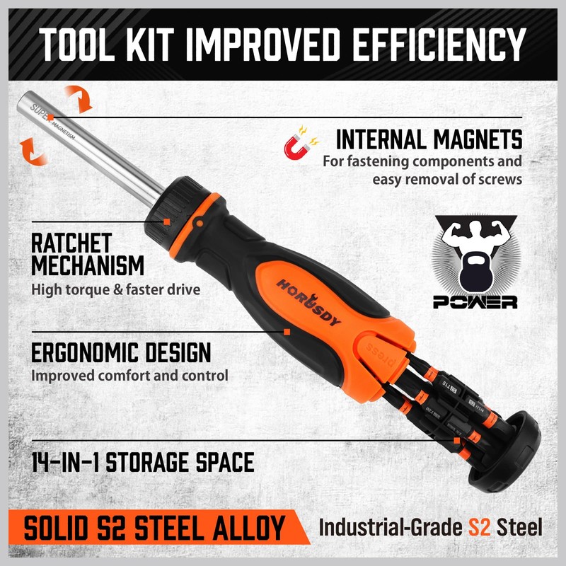 Multi 14-in-1 Magnetic Adjustable Screwdriver: Mini Hand Screwdrivers Set with