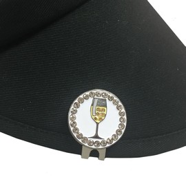 Giggle Golf Bling Golf Ball Marker with A Standard Magnetic Hat Clip | Great Gift for Women (White Wine)