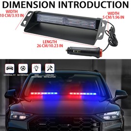 LED Windshield Strobe Light Emergency Flashing light Car Strobe Warning Light Beacon Warning Light LED Flashing Beacon Light Ｕse for Car/Rescue Vehicle/Truck/Engineering Vehicle/Steamship (Red Blue)