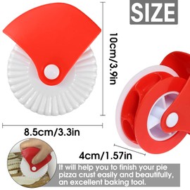 Ginfonr 2 Pack Pastry Cutting Wheel, Pastry Wheel Decorator Pie Crust Pastry Wheel and Cutter for Cutting Pastry, Rolled Pastry Pie Crimper, Baking & Cooking Tool for Pie Crust or Ravioli Pasta