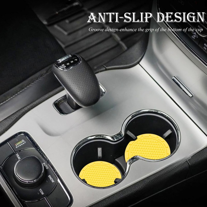 MEAJOO 4PCS Car Cup Holder Coaster, Non-Slip Cup Holders Embedded