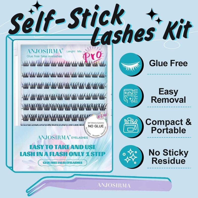 ANJOSIRMA Self Adhesive Lash Clusters Reusable Self Adhesive Eyelashes Fluffier