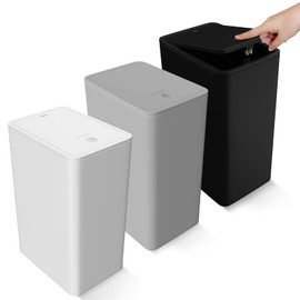 Naisu Bathroom Small Trash Can with Lid, 3pack 9Liters/1.98 Gallon Slim Trash Bin with Pop-Up Lid, Pet Kick Proof, Suitable for Kitchen, Living Room, Bedroom, Office, Powder Room（Assorted）