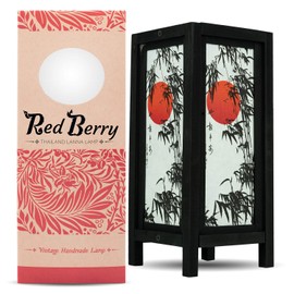 Thai Vintage Handmade ASIAN Oriental Handcraft Japanese Sunset Bamboo Tree Art Bedside Table Light or Floor Wood Lamp Home Bedroom Decor Modern(JP Sunset Bamboo 5CE)